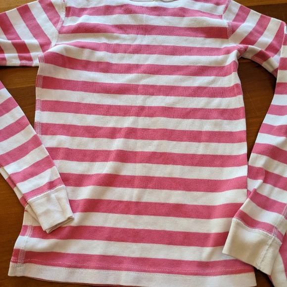 Hanna Andersson winter pj 130/US8 Long Johns Jammies pink white candy stripe - Picture 6 of 9